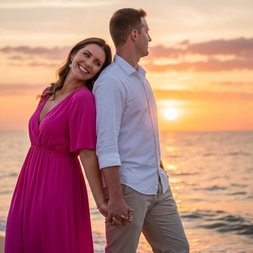 Engagement photo at sunset beach